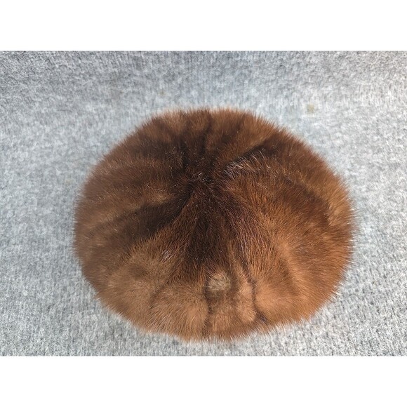 Vtg 1950-60s Real Mink Hat Fur Gimbels Brown Classy Dept Store Fashion - Picture 3 of 9